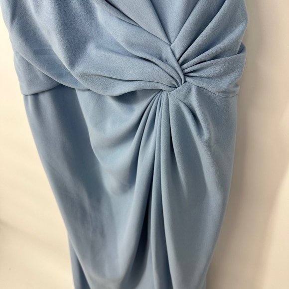Tadashi Shoji Knotted One Shoulder Evening Gown Powder Blue XS *flaw* NWT - Picture 5 of 14
